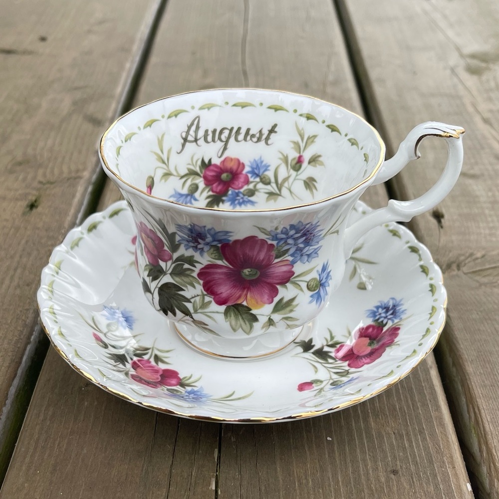 Royal Albert Flower of the Month Series August Poppy Bone China Cup and Saucer